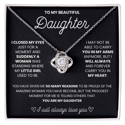 To my beautiful Daughter, Amazing Daughter, Mother to be | Love Knot Necklace